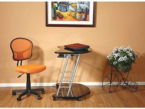 OSP Home Furnishings EM Series Mesh Back Armless Task Chair with Padded Fabric Seat and 360 Degree Swivel, Orange