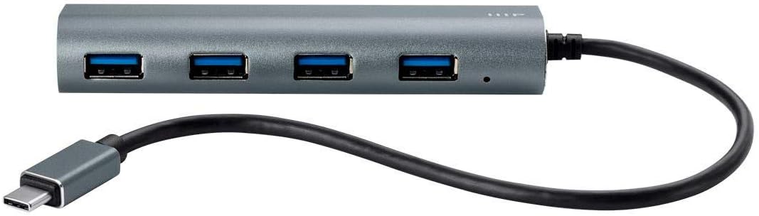 Monoprice 4 Port USB-C Hub - Aluminum, SuperSpeed Transfer Rates, Compatible With Apple MacBook, Google Chromebook & More