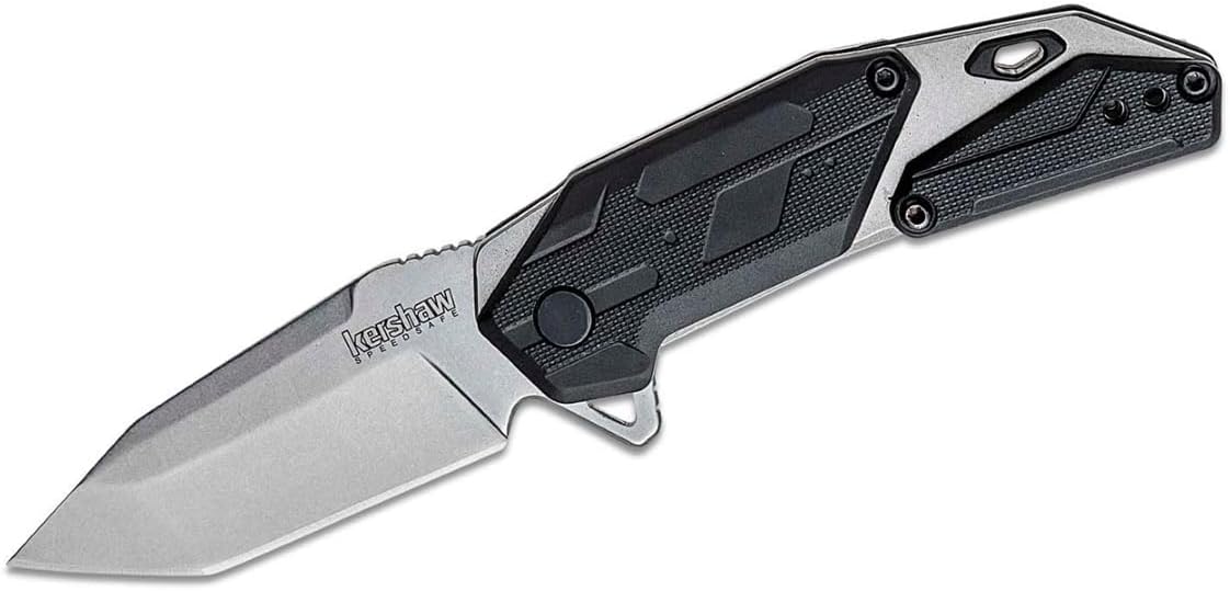 Kershaw Jetpack Folding Pocket Knife, SpeedSafe Opening, 2.75 inch Silver Blade with Black Handle, Pocketclip