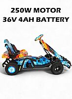 WINDHORSE Kids Electric Go-Kart 250W Motor, 36V 4Ah Battery, 20km/h Speed, 8 Inches Tires, Steel Alloy Frame, Reverse Button, LED Wheels, 35-Min Ride Time, 4 Wheel Racer Car For Kids, Ride On Toy
