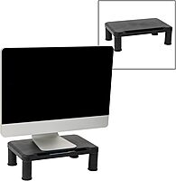 Mind Reader Monitor Stand, Height Adjustable, Laptop, Computer, Riser, Office, 15"L x 9.5"W x 4.25"H, Set of 2, Black 4 Leg-2 Pack