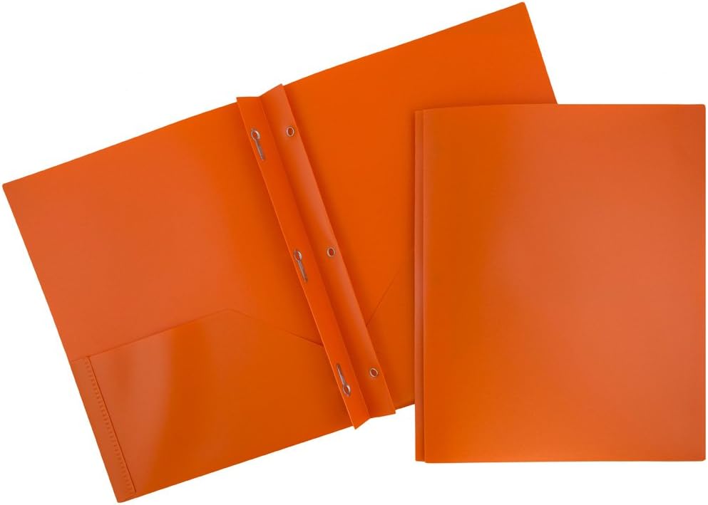 JAM Paper Plastic 2-Pocket POP Folders with Metal Prongs