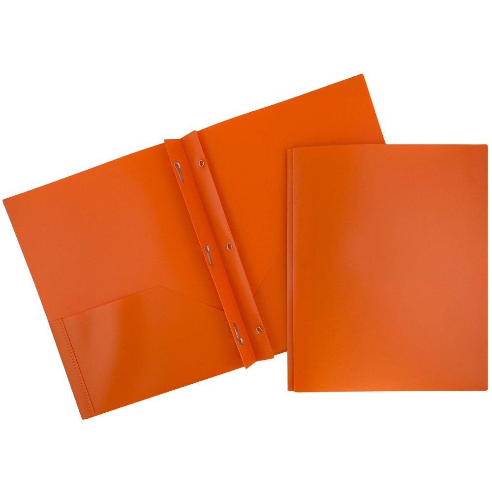 JAM Paper Plastic 2-Pocket POP Folders with Metal Prongs