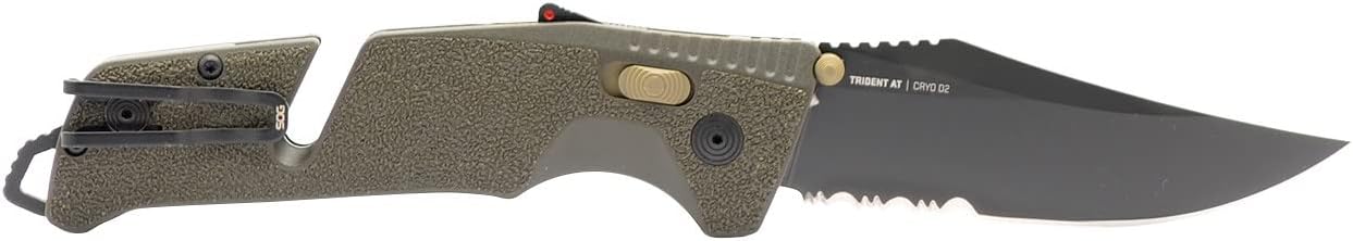 SOG Trident AT Ambidextrous Professional Partially Serrated Folding Knife | Cryo D2 Stainless Steel Blade