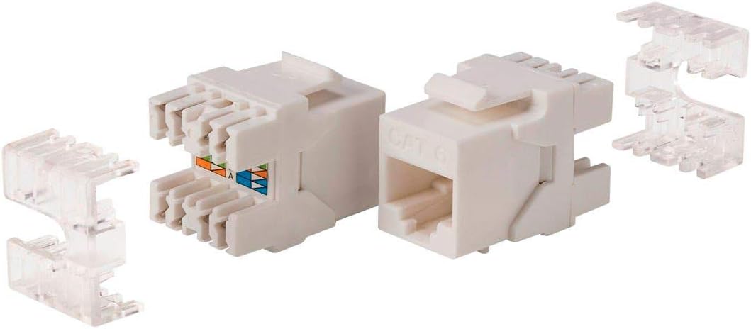 Monoprice Cat6 RJ45 Keystone - 180-Degree, Dual IDC, for 22-24AWG Solid Wire, UL Listed, 8P8C, White White Punch Down