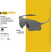 Bobster® Aero Cycling Sunglass Matte Gray Frame, Smoke Silver Mirror Lens