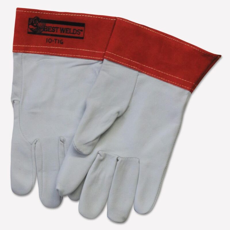 BEST WELDS 902-10TIG-XL - 10-TIG Capeskin Welding Gloves, X-Large, White/Red