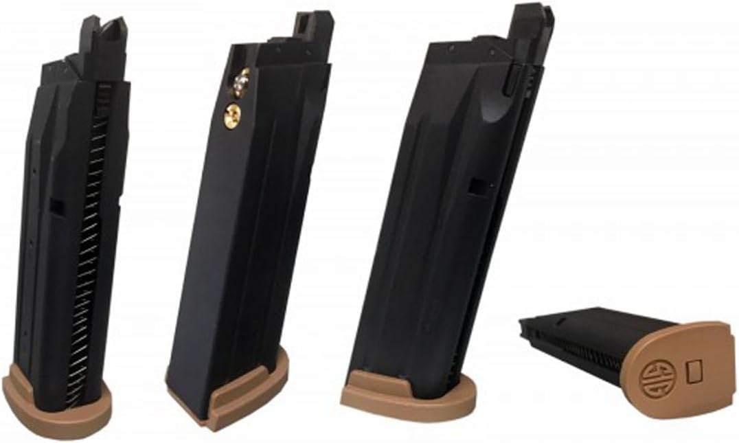 Sig Sauer ProForce 21-Round Airsoft Magazines Compatible with P320 M18 Air Guns | Green Gas Housing | Tan or Black Base