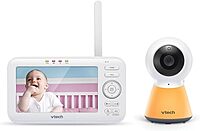 VTech 1080p Video Baby Monitor System With 5in Display And Adaptive Night-Light, 1.1inH x 6.49inW x 3.78inD, White