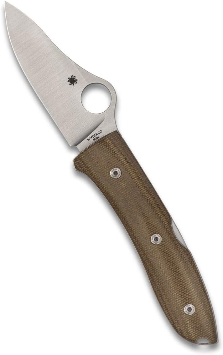 Spyderco SpyOpera Knife with 2.90" M390 Stainless Steel Blade and Brown Canvas Micarta Handle - PlainEdge - C255CMP