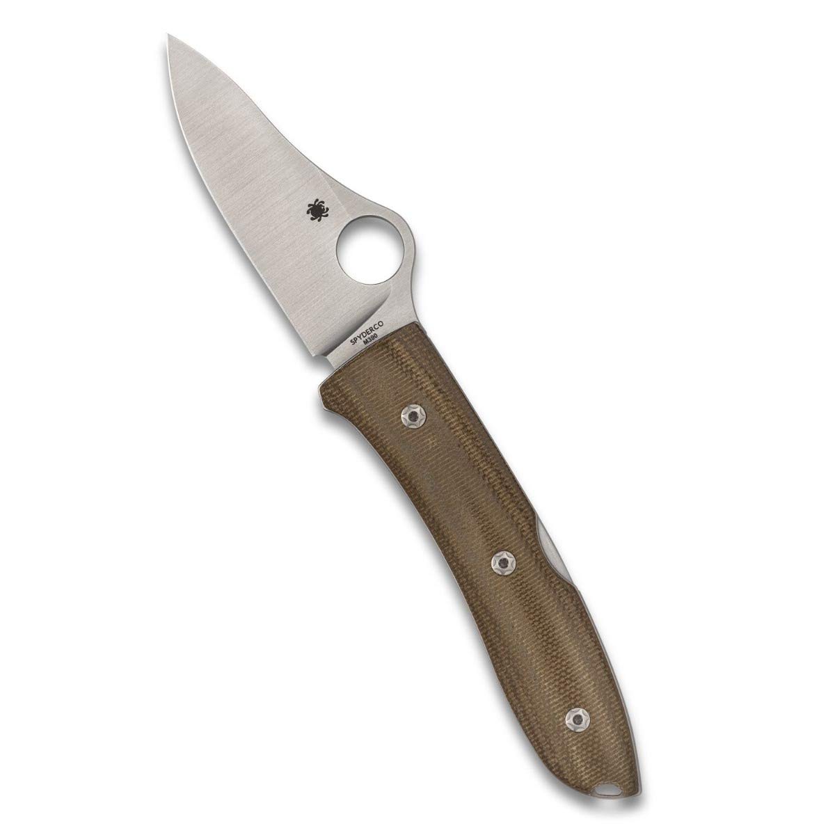 Spyderco SpyOpera Knife with 2.90" M390 Stainless Steel Blade and Brown Canvas Micarta Handle - PlainEdge - C255CMP