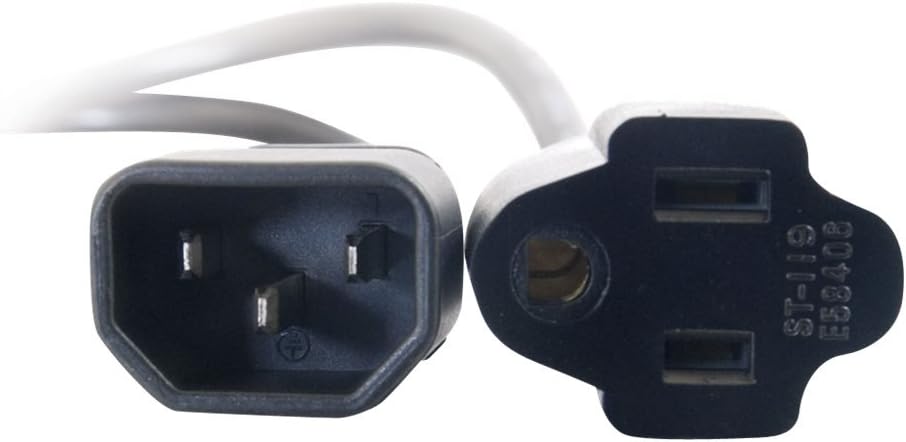 C2G 1ft Monitor Power Cord - 18 AWG - IEC320C14 to NEMA 5-15R - 1ft