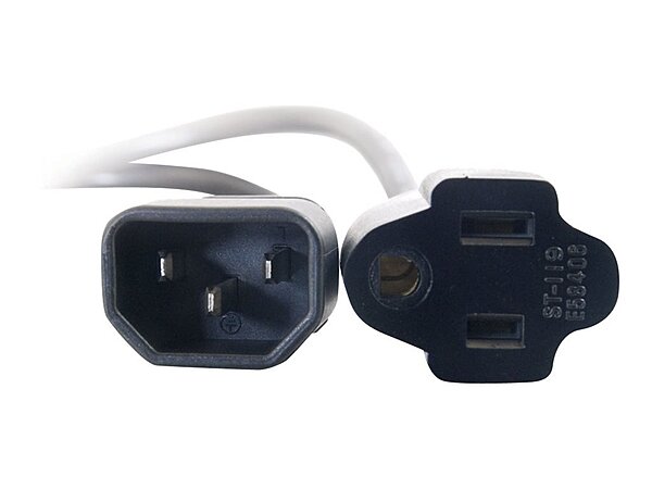 C2G 1ft Monitor Power Cord - 18 AWG - IEC320C14 to NEMA 5-15R - 1ft