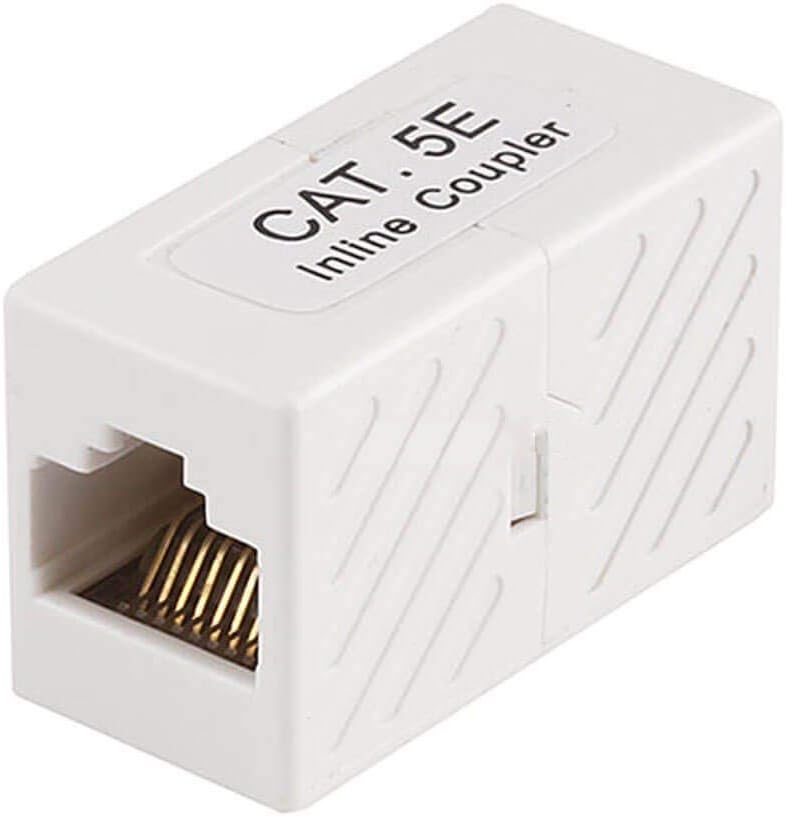 Monoprice Cat5e RJ45 Modular Inline Coupler - Straight Type Coupler, White