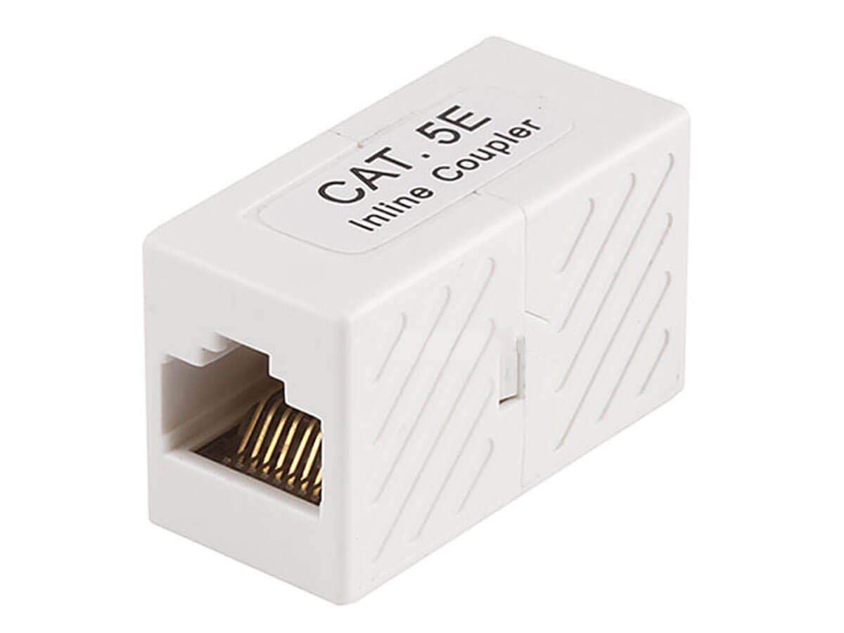 Monoprice Cat5e RJ45 Modular Inline Coupler - Straight Type Coupler, White