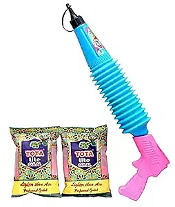 Magic Gulal Gun | Free Refillable Holi Pichkari with 2 Herbal Color Refills (2 x 80G)
