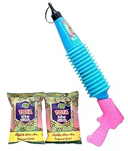 Magic Gulal Gun | Free Refillable Holi Pichkari with 2 Herbal Color Refills (2 x 80G)