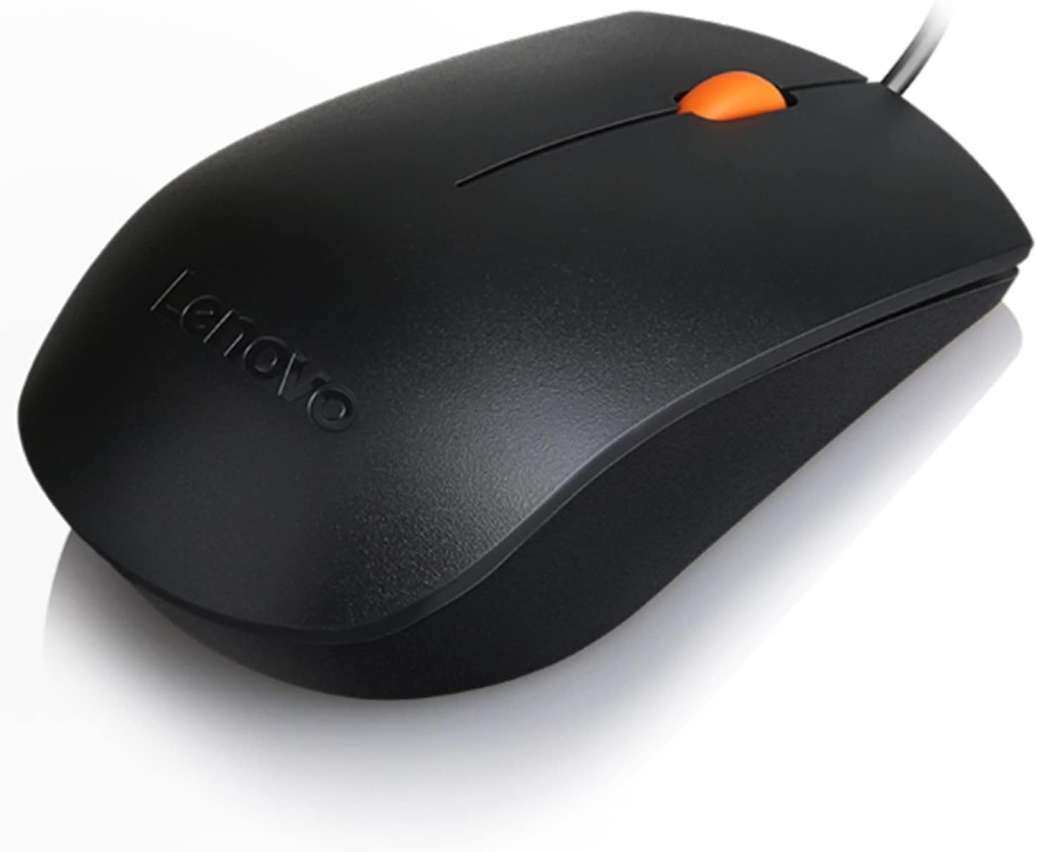 Lenovo 300 USB Wired Computer Mouse - Full Size Optical Ambidextrous Mouse with 1600 DPI, Reliable USB-A Wired Connection