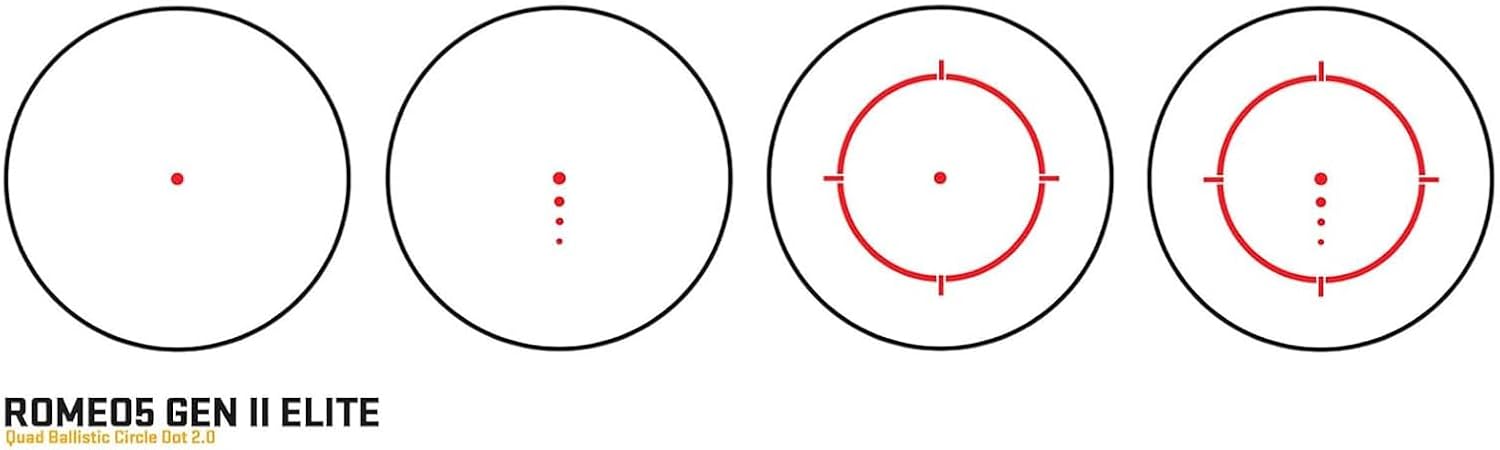 SIG SAUER ROMEO5 GEN II Elite 1x20mm Red Dot Sight with Quad Ballistic Circle Dot Reticle | MOTAC, IPX-7 Waterproof