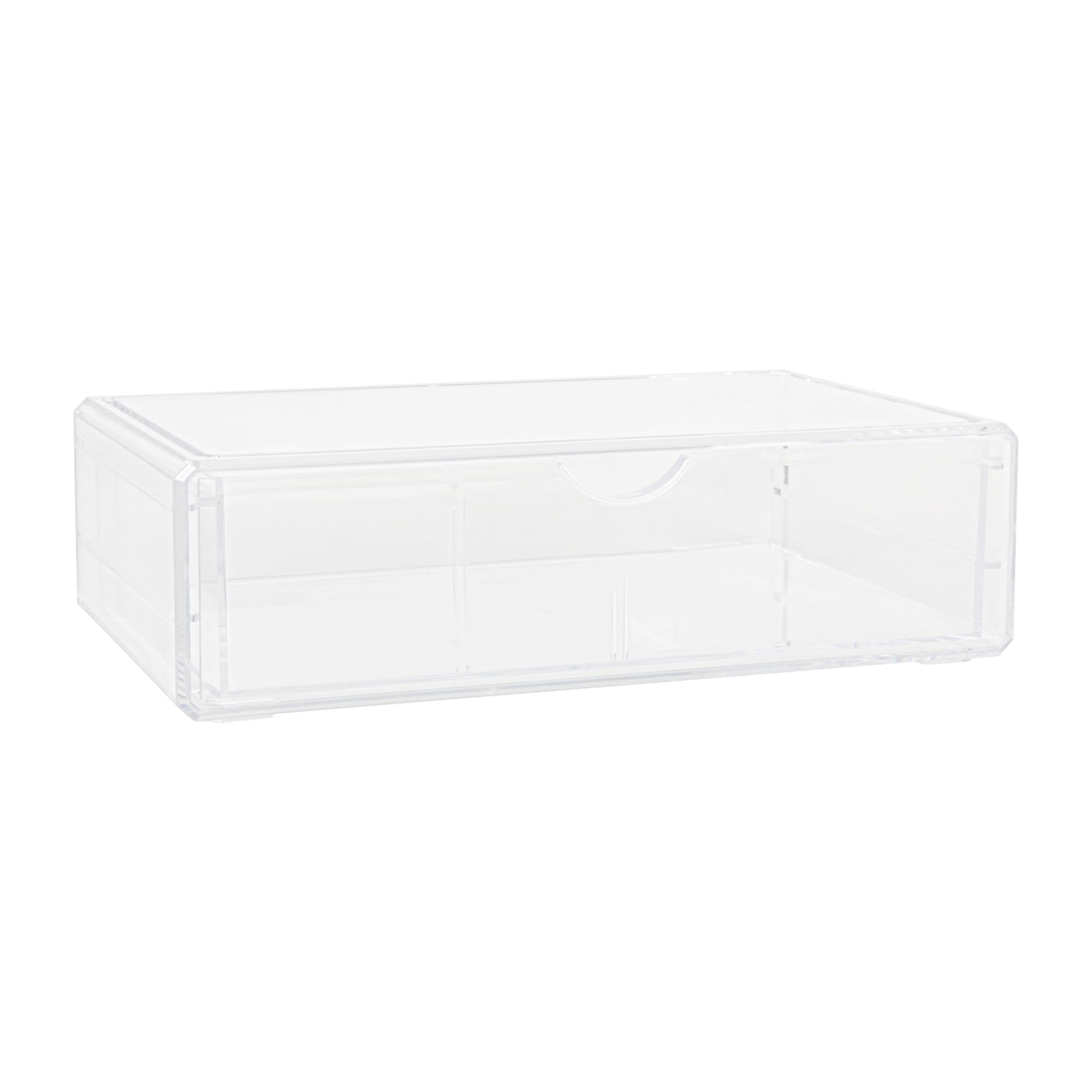 Martha Stewart Brody Desk Organizer with Drawers, Stackable Plastic Storage Box