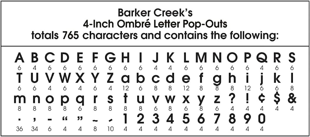 Barker Creek Letter Pop-Outs, 4" Multicolor Die-Cut Letters, 255 Characters