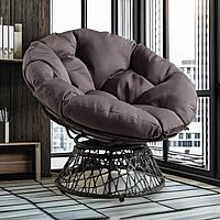 OSP Home Furnishings Wicker Papasan Chair with 360-Degree Swivel