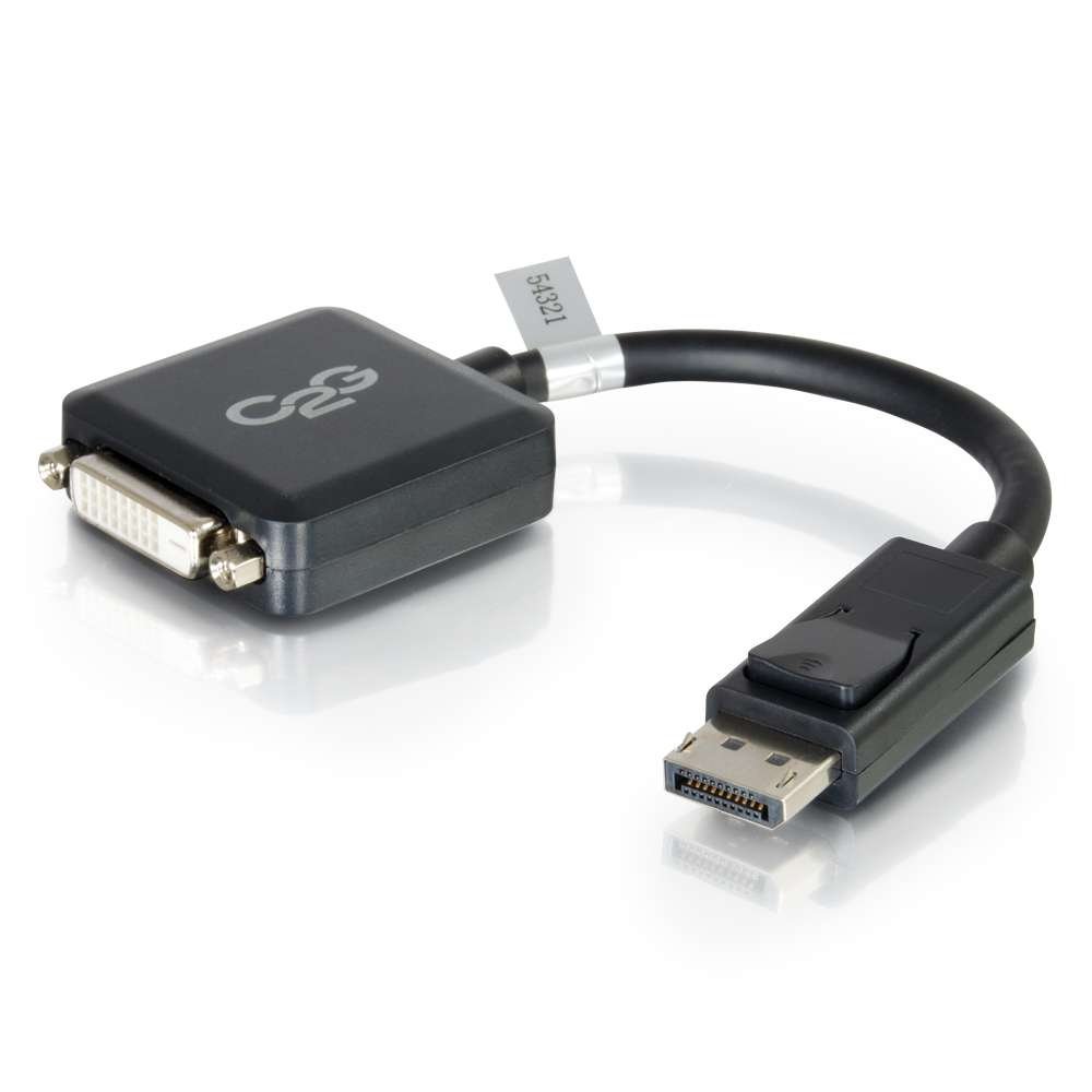 C2G Legrand DisplayPort to DVI, Male to Female Displayport Cable, Black DisplayPort Cable, 8 Inch Digital Display Cable