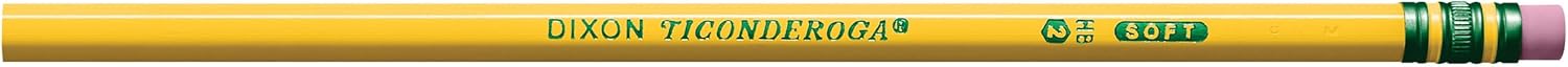 Ticonderoga Wood-Cased Pencils, Unsharpened, 2 HB Soft, Yellow, 12 Count