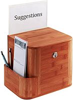 Safco 4237CY Bamboo Suggestion Box, 14 x 10 x 8 inches, Cherry