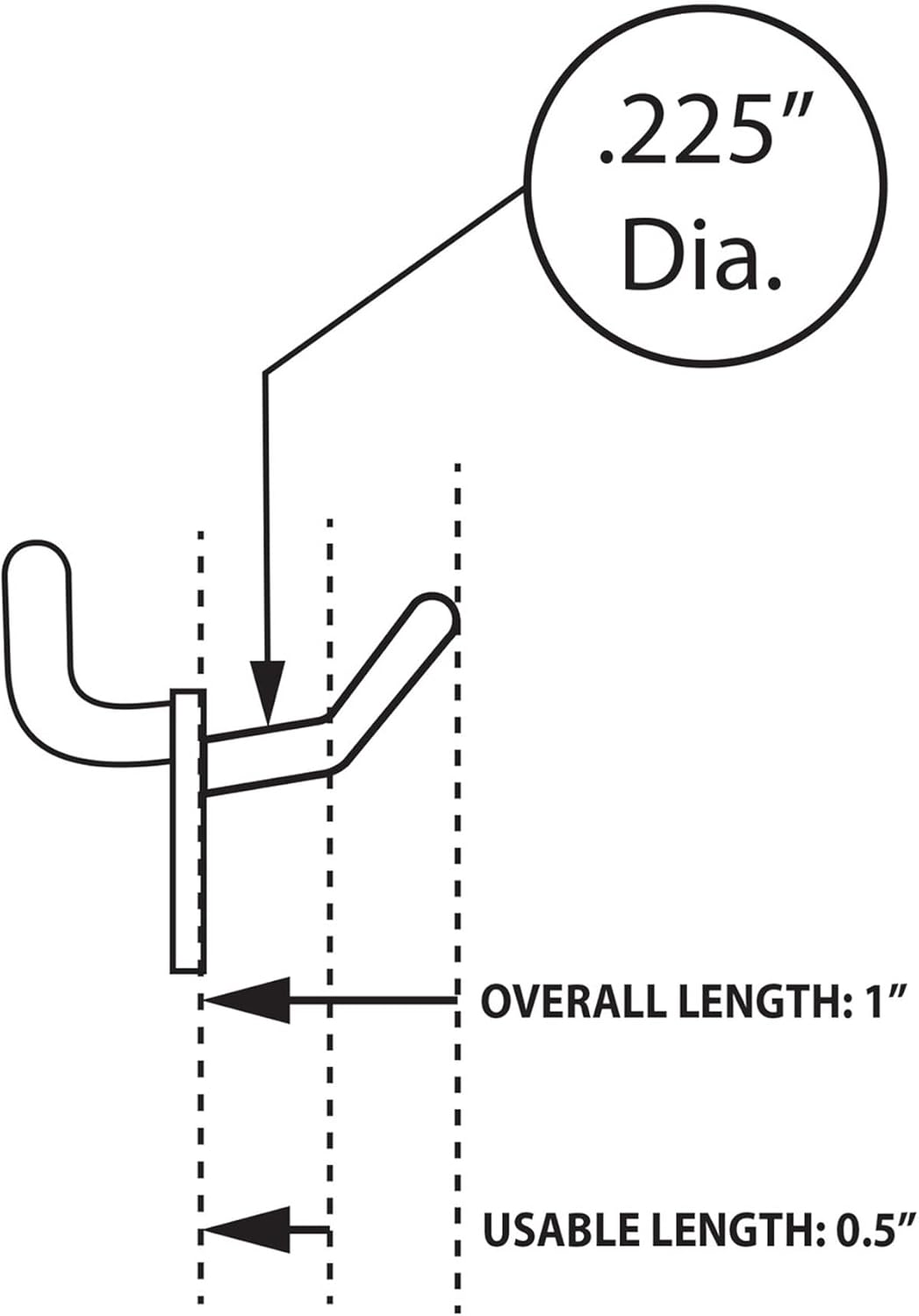 Azar Displays Glass-Filled Nylon Hooks, 1in, Black, Pack Of 50 Hooks