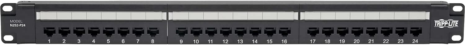 Eaton Tripp Lite Cat6 24-Port PoE+ Patch Panel, RJ45 Ethernet, 1U Rackmount