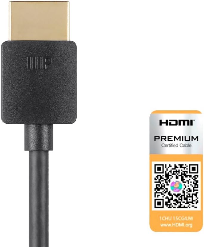 Monoprice High Speed HDMI Cable - 2 Feet - Black| Certified Premium, 4K@60Hz, HDR, 18Gbps