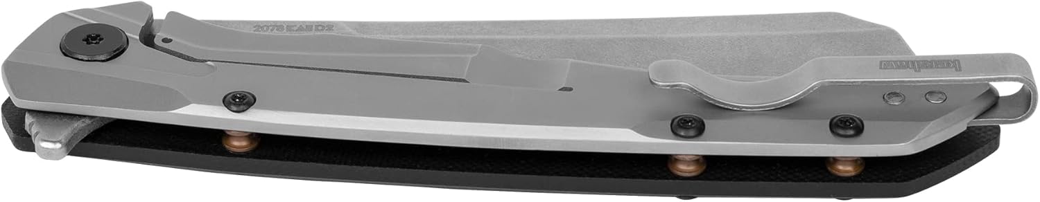 Kershaw Strata Cleaver Pocket Knife, D2 Steel, 4 inch Blade, Stonewashed Finish, Pocketclip