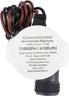 COMMODORE 31A-Series Non-Automatic Bilge Pump - 1100 gallons per hour / 12V
