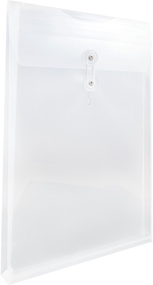 JAM PAPER Open-End Plastic Envelopes, Button & String