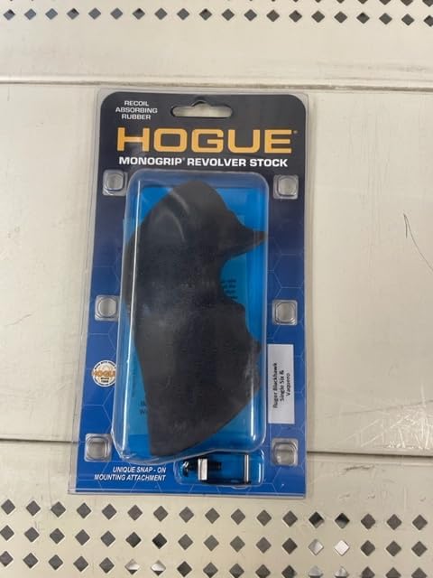 Hogue Rubber Monogrip Revolver Stock with Finger Grooves for Ruger Blackhawk/Single Six, Black - 83000