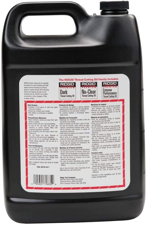 RIDGID 70835 Nu-Clear Thread Cutting Oil, 1 Gal, Halogen, PCB and Chlorine-Free, Designed to Prolong Equipment Life