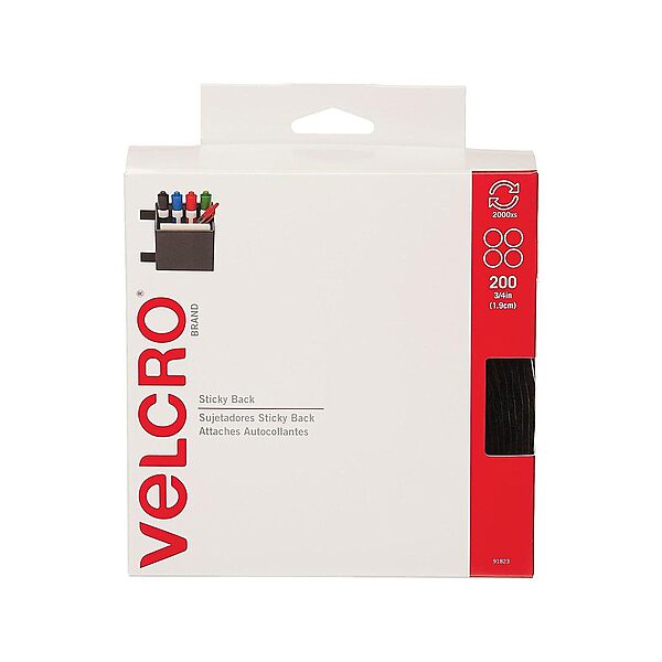 VELCRO Tape (91823) Industrial Indoor/Outdoor Hook & Loop Combo Packs, Dots, 3/4in, Black (200 Per Case) for Home & Office