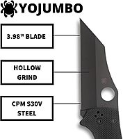 Spyderco YoJumbo Specialty Knife with Black Wharncliffe Blade and Black Coarse-Textured G-10 Handle - PlainEdge - C253GPBBK
