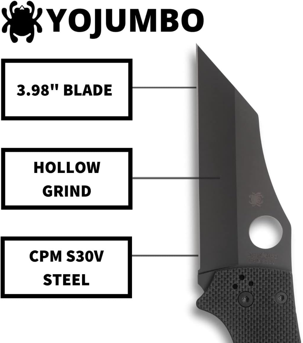 Spyderco YoJumbo Specialty Knife with Black Wharncliffe Blade and Black Coarse-Textured G-10 Handle - PlainEdge - C253GPBBK