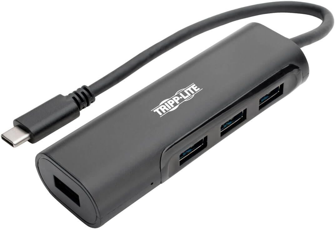Tripp Lite USB C Hub 4-Port w/ 4x USB-A Portable Compact USB Type C, USB-C Thunderbolt 3 Black (U460-004-4AB)