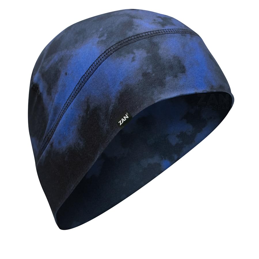 Zan® Helmet Liner/Beanie SportFlex® Series Black & Blue Tie Dye