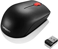 Lenovo Essential Compact Wireless Mouse - Optical - Radio Frequency - Black - USB - 1000 dpi - 3 Button(s) - Symmetrical