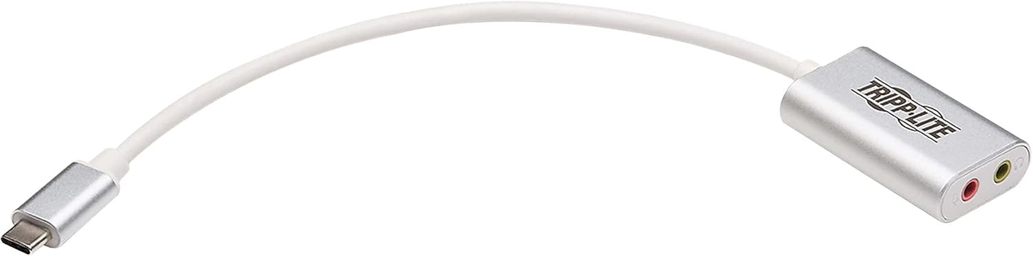 Tripp Lite USB C to 3.5mm Stero Audio Adapter for Microphone Headphones, Silver (U437-002)