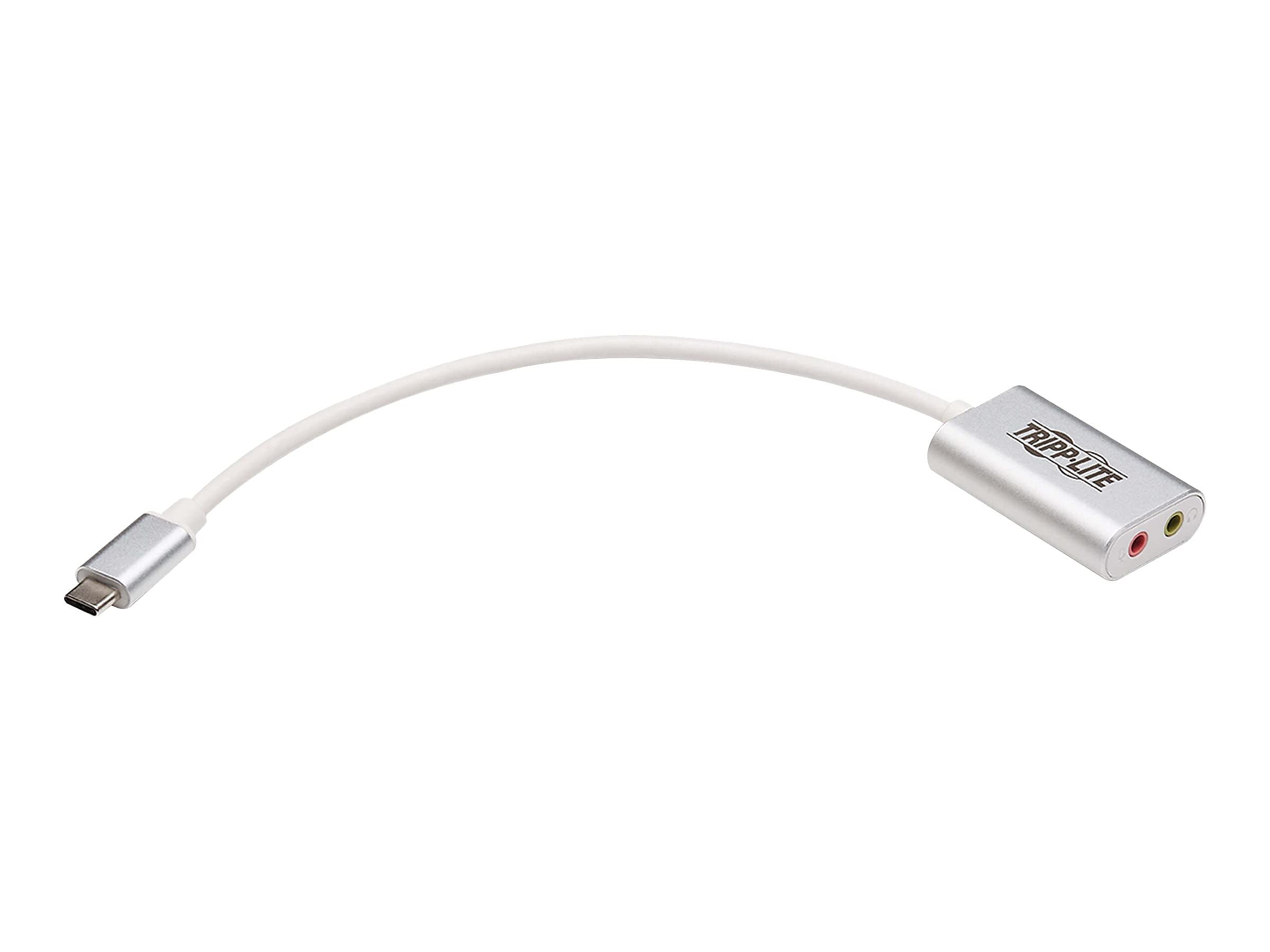 Tripp Lite USB C to 3.5mm Stero Audio Adapter for Microphone Headphones, Silver (U437-002)