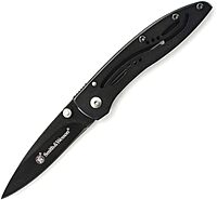 Smith & Wesson CKLPB 5.3in High Carbon S.S. Folding Knife with a 3.2in Drop Point Blade and Stainless Steel Handle for Outdoor, Tactical, Survival and EDC,Black