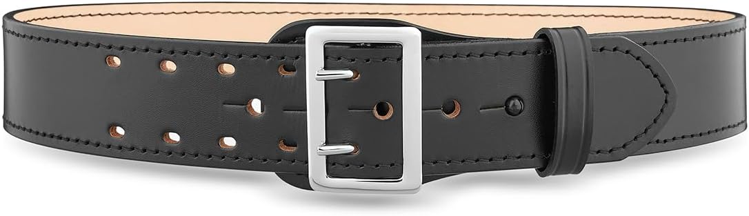 DUTYMAN 2-1/4" Plain Leather Sam Browne 2-Row Stitch Duty Belt - 100% Genuine Leather w/No Fillers