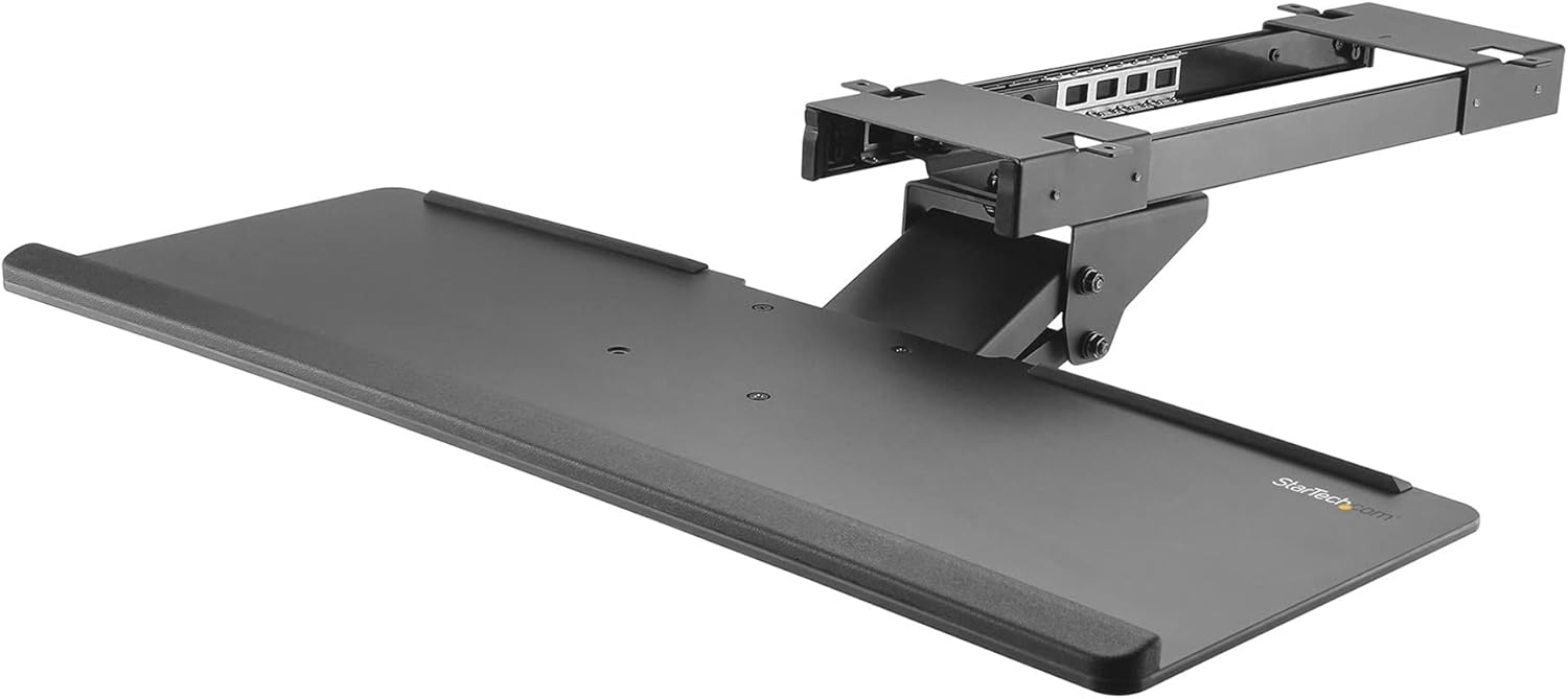 StarTech.com Under Desk-Mount Keyboard Tray - 26.4” Wide - Adjustable - Ergonomic Slide-Out Keyboard Shelf with Tilt