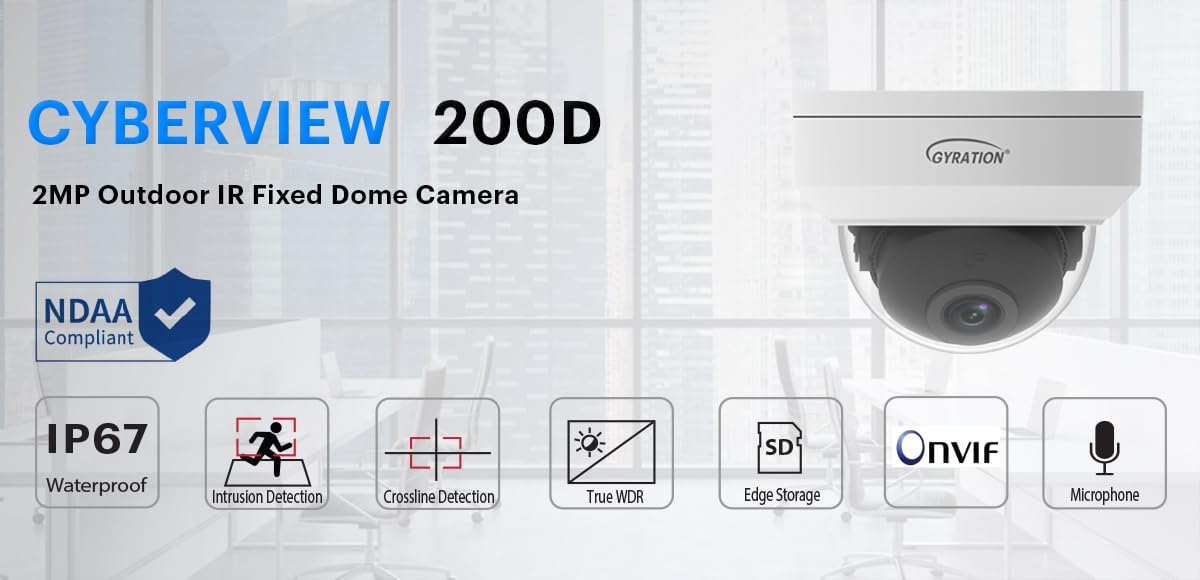 Gyration CYBERVIEW 200 2 MP Indoor/Outdoor IR Fixed Security Camera