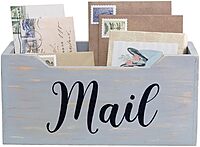 Elegant Designs Rustic Farmhouse Wooden Tabletop Mail Organizer Box